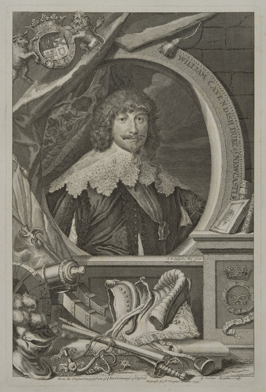 Portrét Williama Cavendishe, 1. vévody z Newcastlu, 1739 od George Vertue