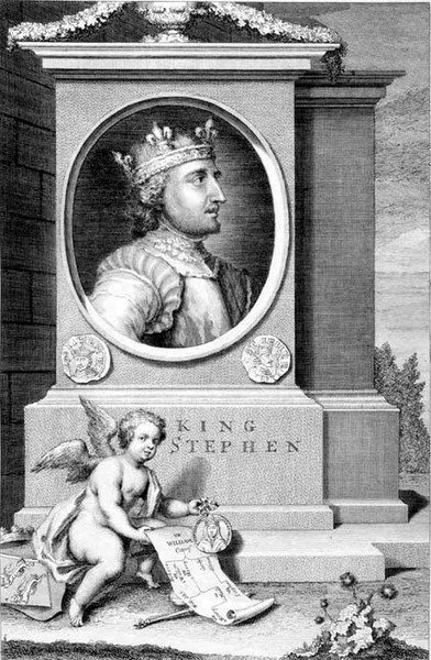 Stephen (asi 1097-1154) anglický král, vyryto umělcem (rytina) od George Vertue