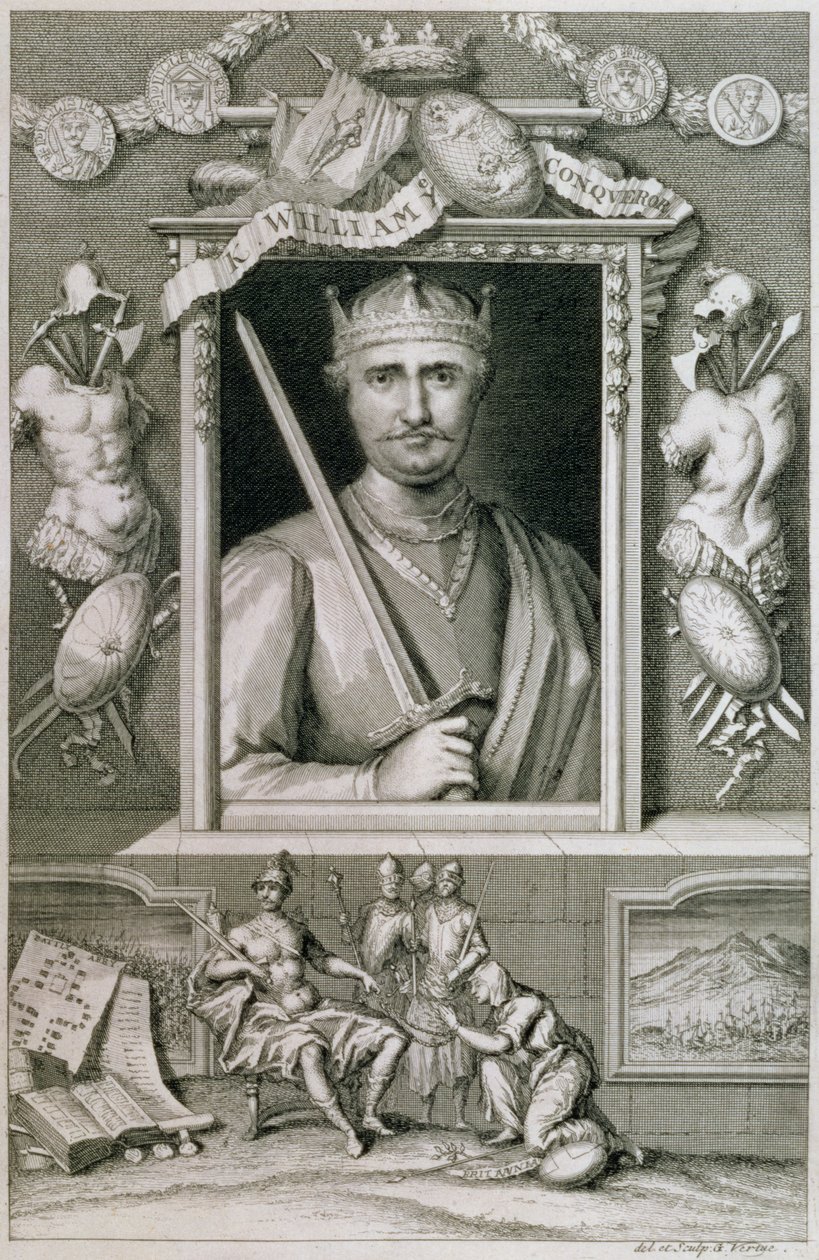 Vilém I. Dobyvatel (1027-87) anglický král z roku 1066, vyryto umělcem (rytina) od George Vertue