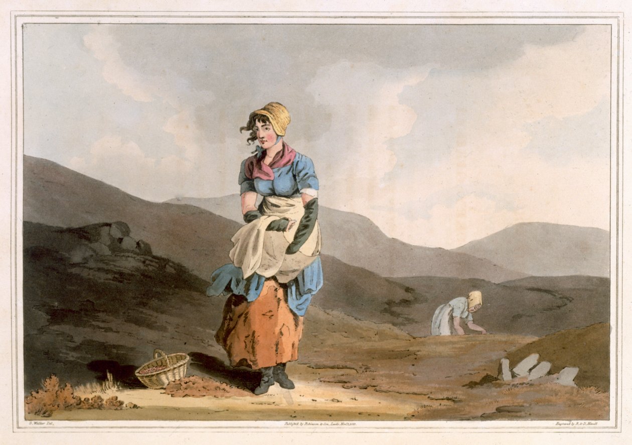 The Cranberry Girl, vyrytý Robertem Havellem starším, publikoval 1814 Robinson a syn, Leeds od George Walker