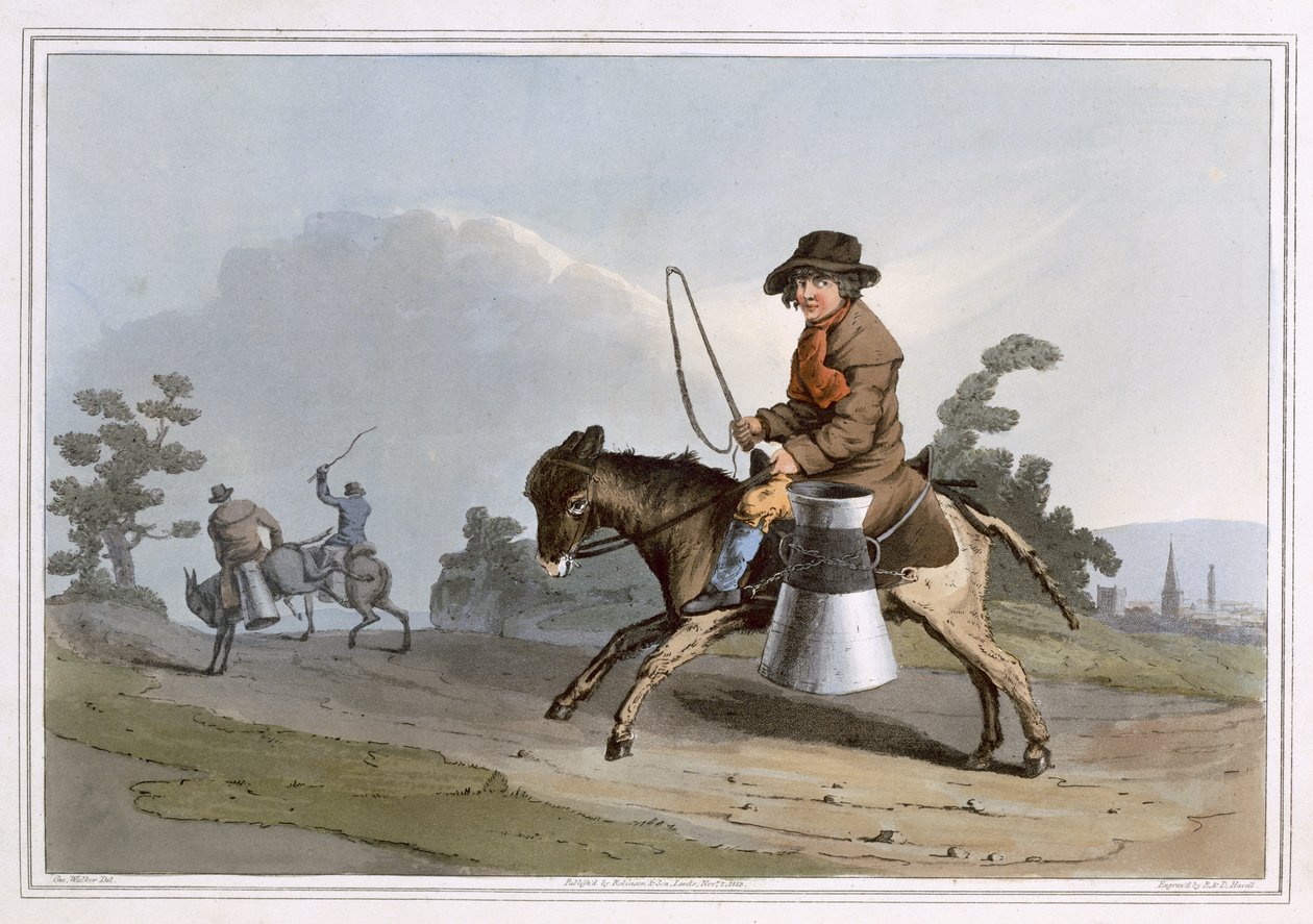 The Milk Boy, vyrytý Robertem Havellem starším, publikoval 1814 Robinson a syn, Leeds od George Walker