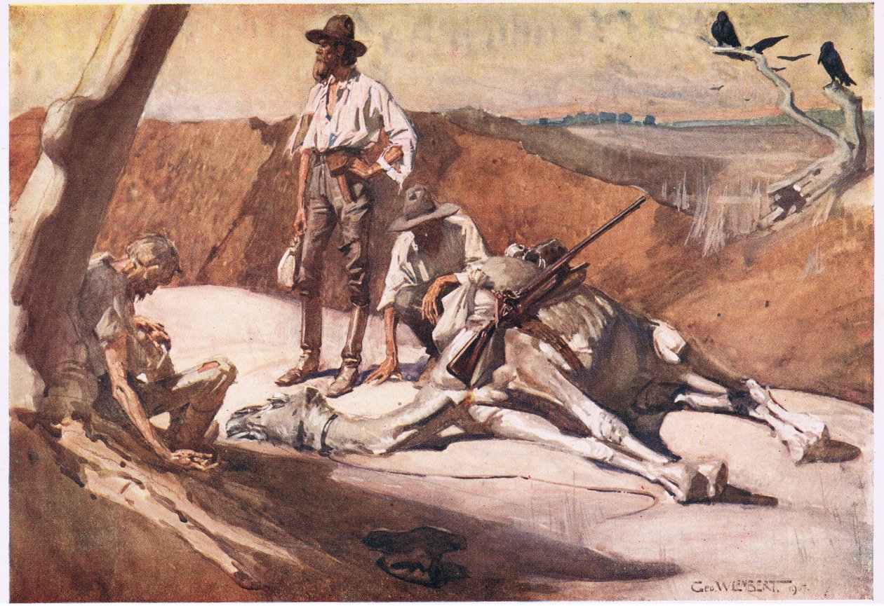 Na cestě k Mount Hopeless (barevné litho) od George Washington Lambert