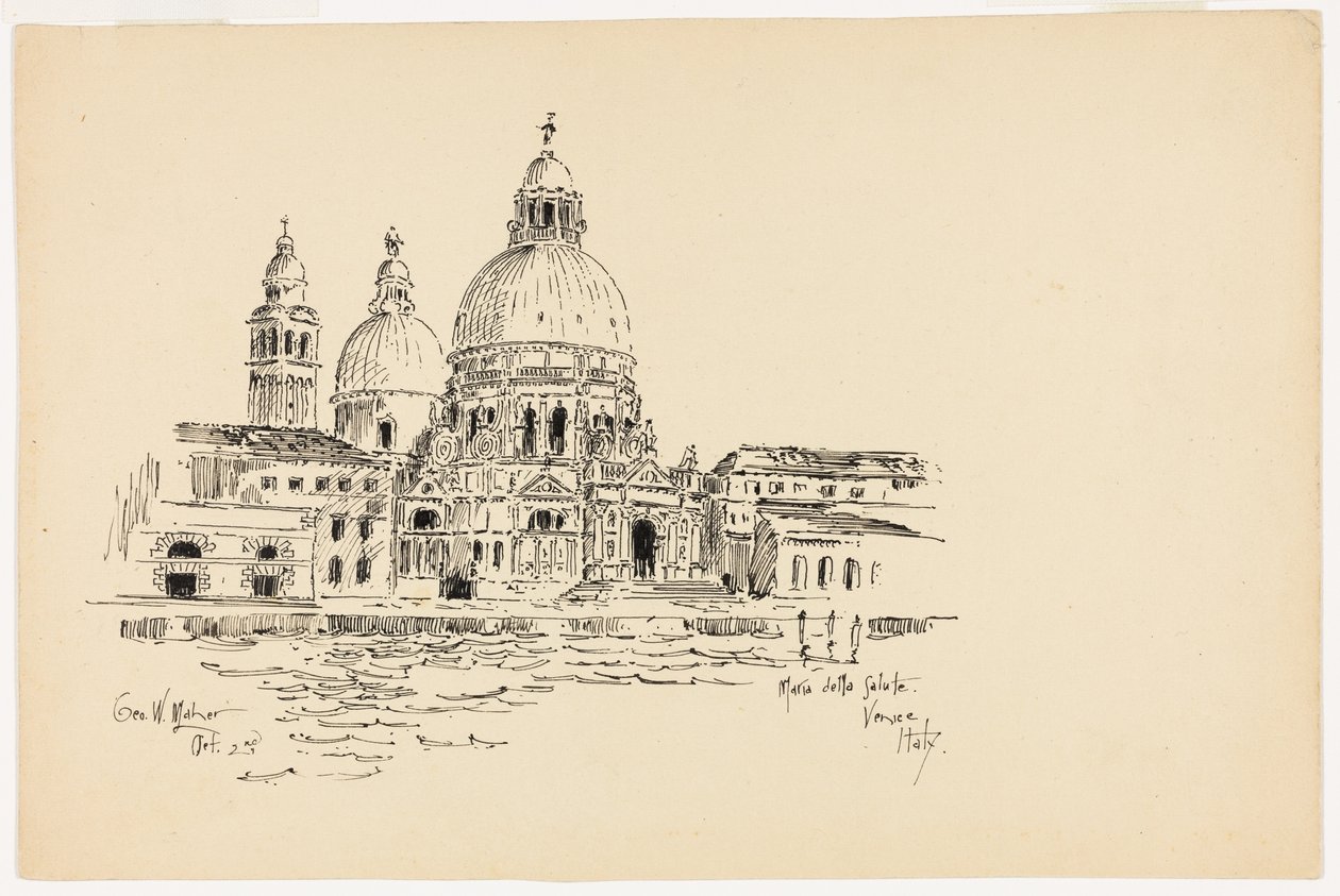 Sta. Maria della Salute, Benátky, Itálie, cestovní skica od George Washington Maher