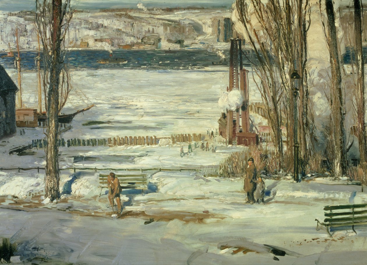 Ranní sníh – řeka Hudson, 1910 od George Wesley Bellows