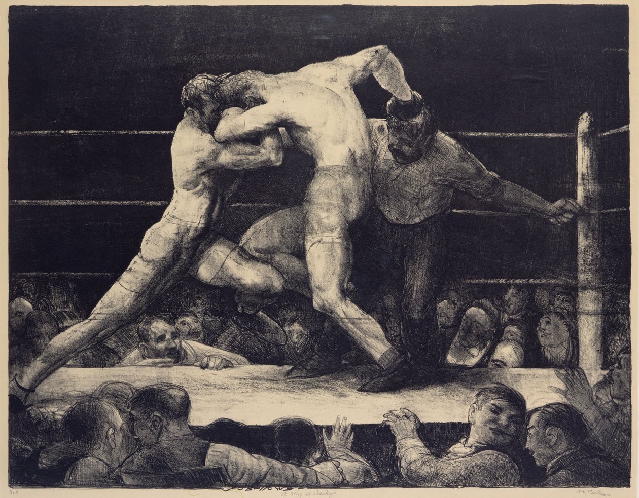 Jelen u Sharkeyho (litografie) od George Wesley Bellows