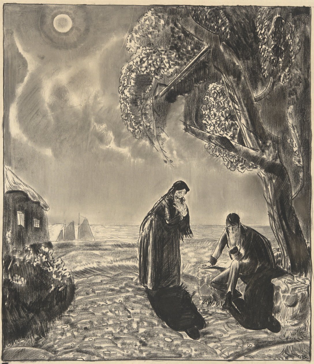 Postavy v měsíčním světle od George Wesley Bellows