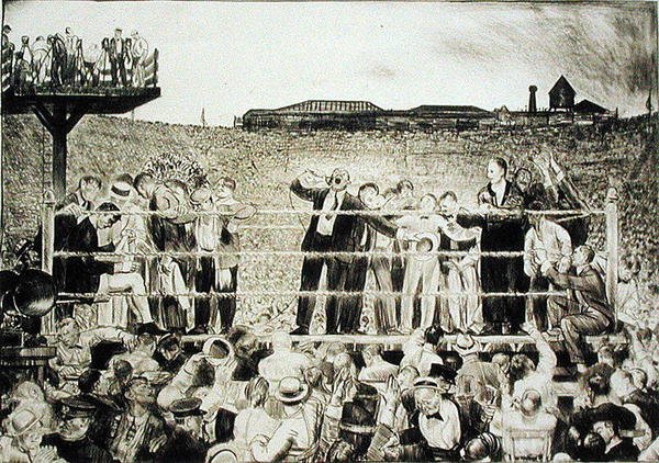 Představujeme Georges Carpentier (1894-1975): Boj Dempsey-Carpentier od George Wesley Bellows