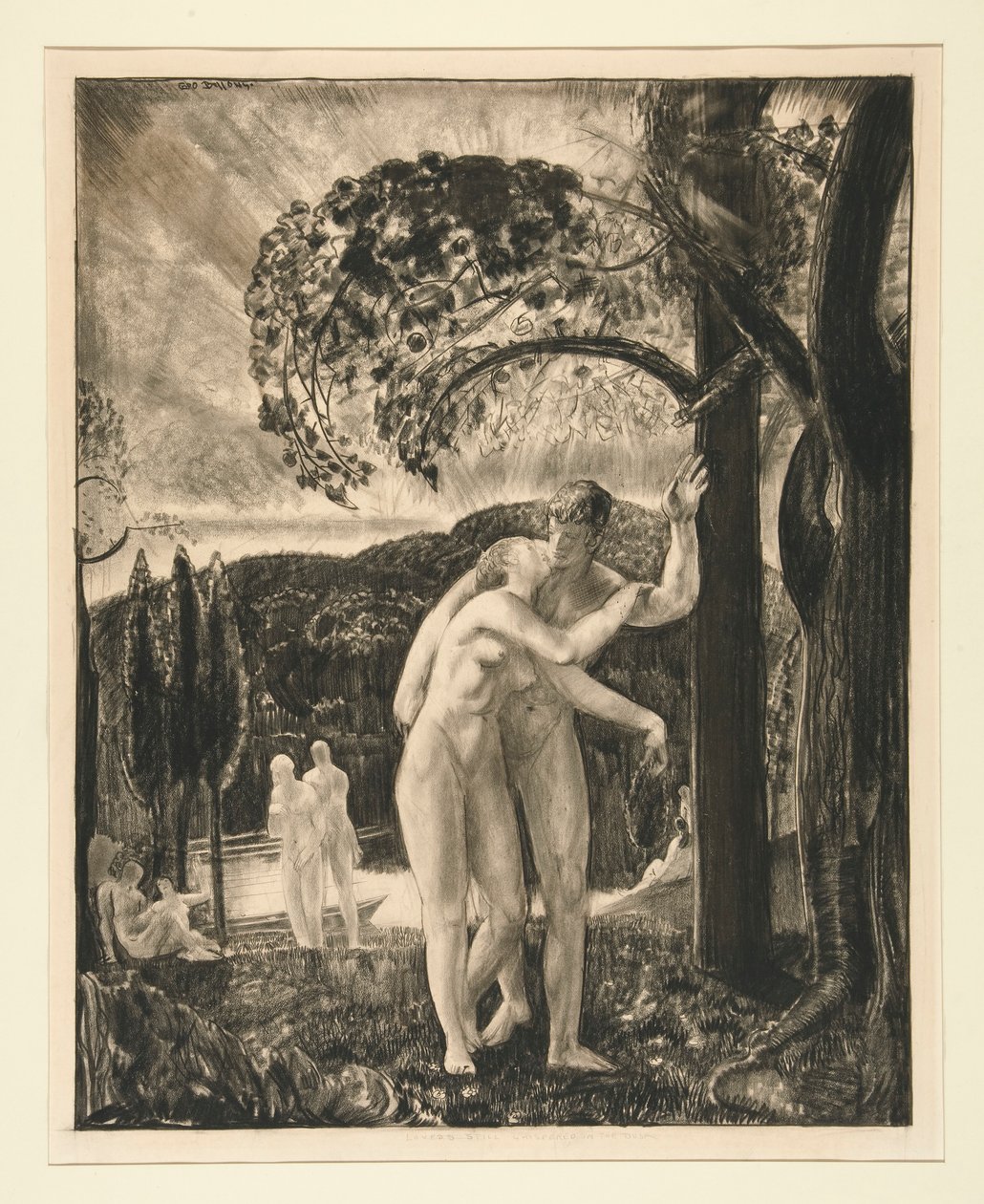 Milenci si stále šeptali za soumraku od George Wesley Bellows