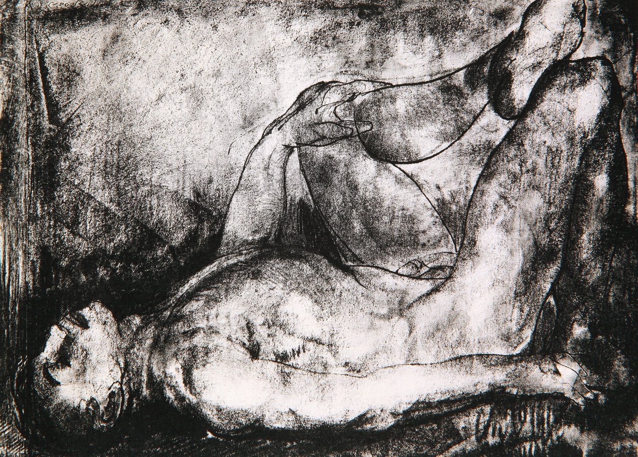 Muž na zádech, nahý, kolem roku 1916 od George Wesley Bellows