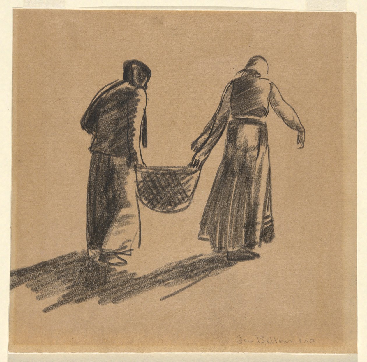 Žena s košíkem a krycí list s pokyny k tisku od George Wesley Bellows