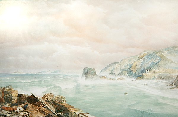 St. Agnes Head, Cornwall, cca 1855 (akvarel na papíře) od George Whitaker