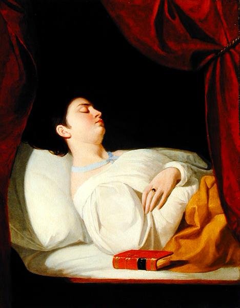 Portrét spící dámy, cca 1834 (olej na dřevěné desce) od George Whiting Flagg