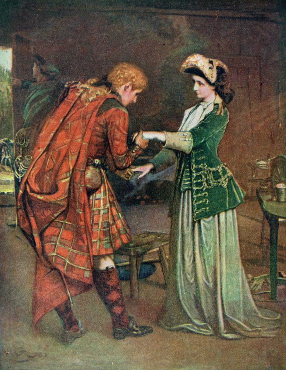 Ilustrace prince Charlieho (1720-88) na rozloučenou s Florou Macdonaldovou (1722-90) z 
