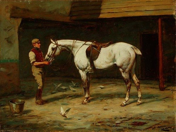 Groom in the Stable Yard (olej na plátně) od George Wright
