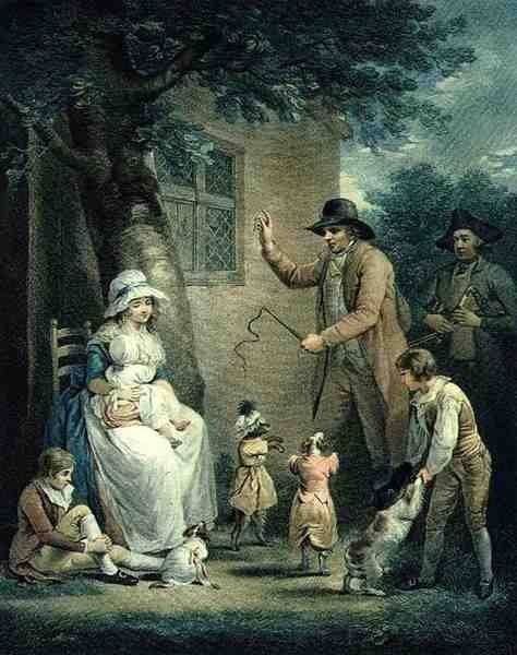 Tančící psi, ryl Thomas Gaugain (1748-1812), hospoda. od T. Philipe, 1796 (teplikovaná rytina) (pár 125548) od George after Morland