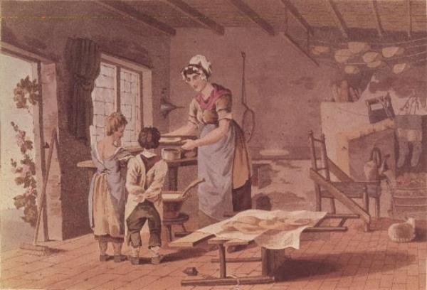 Výroba ovesných koláčů, rytých bratří Havlů, hospoda. 1813 od Robinsona a syna (viz také 56302) od George after Walker