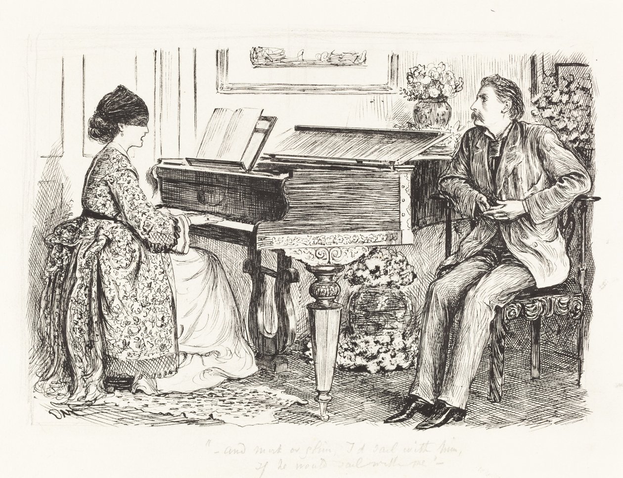 "--A mlha nebo záblesk, plul bych s ním, kdyby on plul se mnou--" od George du Maurier
