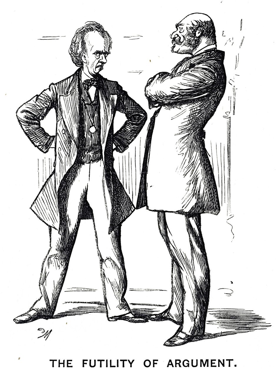 Kreslený film s názvem „The Phrenology Argument – Again“ s titulkem „Marnost argumentu“ od George du Maurier
