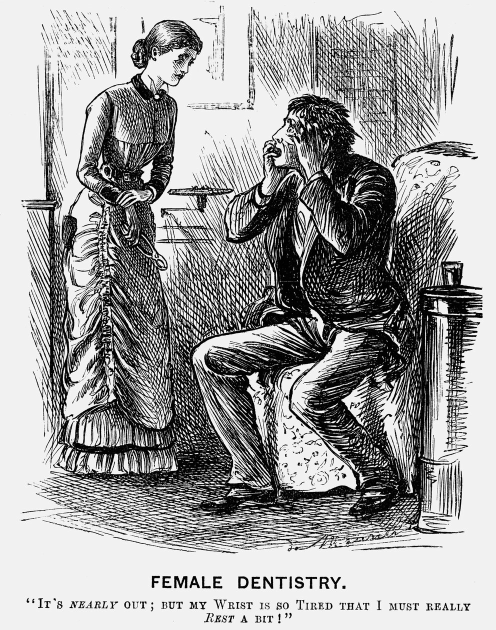 "Ženské zubní lékařství", 1879 od George du Maurier