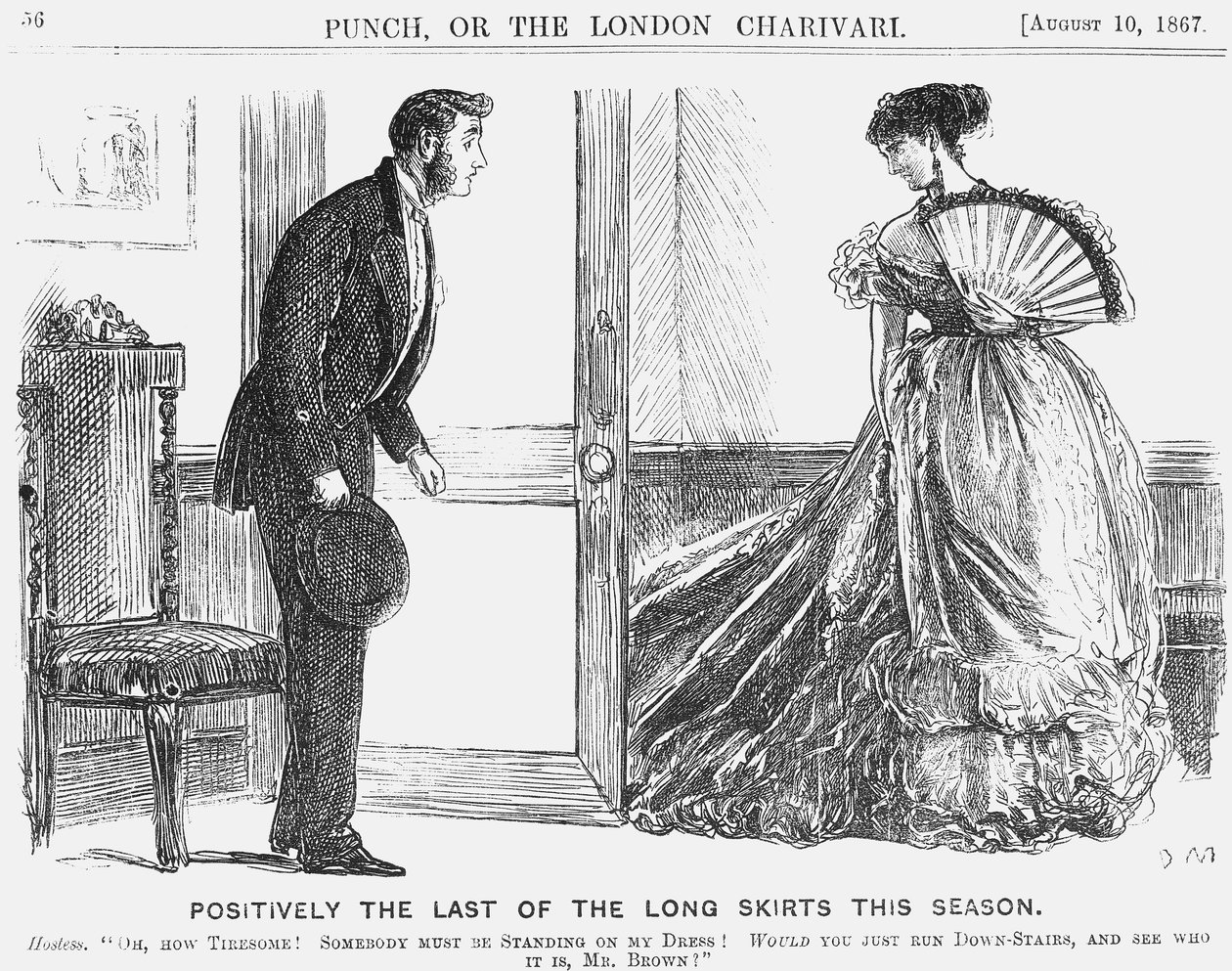 „Pozitivně poslední z dlouhých sukní v této sezóně“, 1867 od George du Maurier