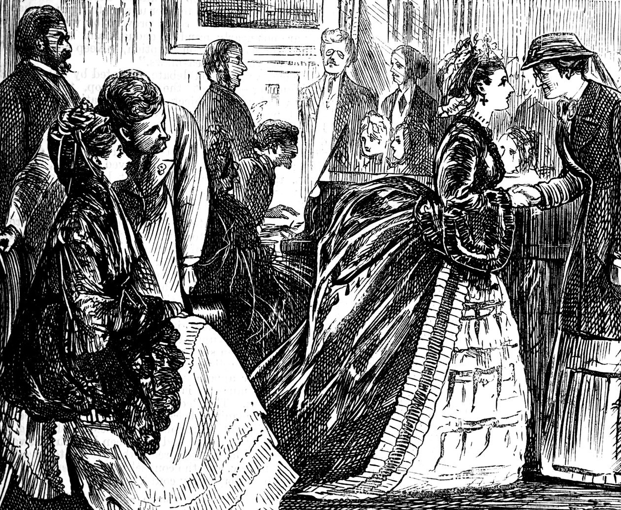 Společenské setkání anglické šlechty vyšší třídy od George du Maurier