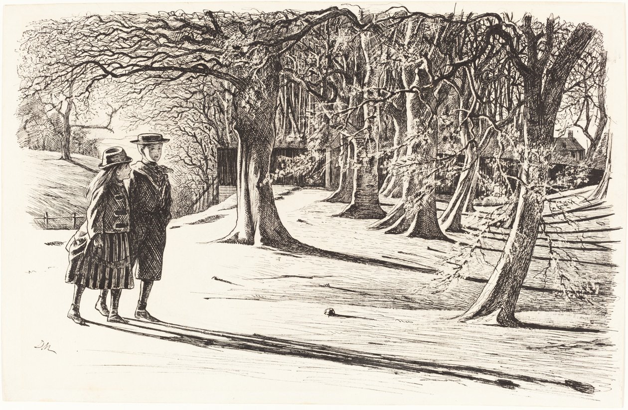 Dvě děti ve sněhu od George du Maurier