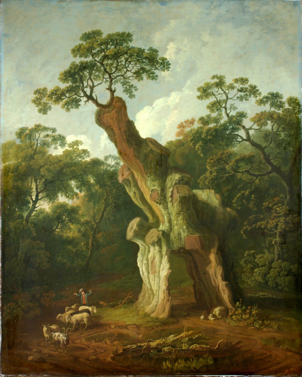 Pohled na Greendale Oak v parku Welbeck (olej na plátně) od George the Elder Barret