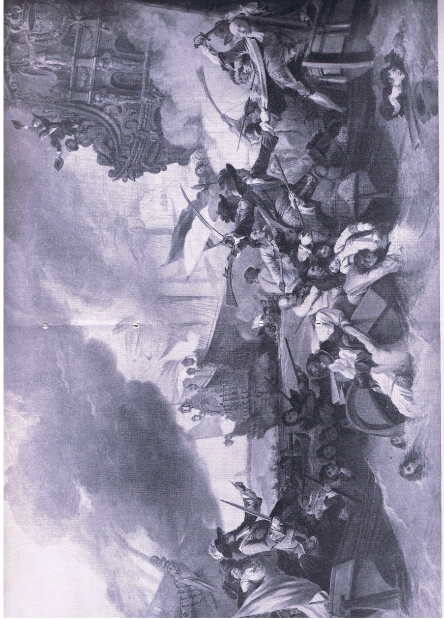 Bitva u La Hogue, 23.-24. května 1692: Zničení francouzské flotily, ilustrace z britských bitev na souši a na moři, 1915 od George the Elder Chambers