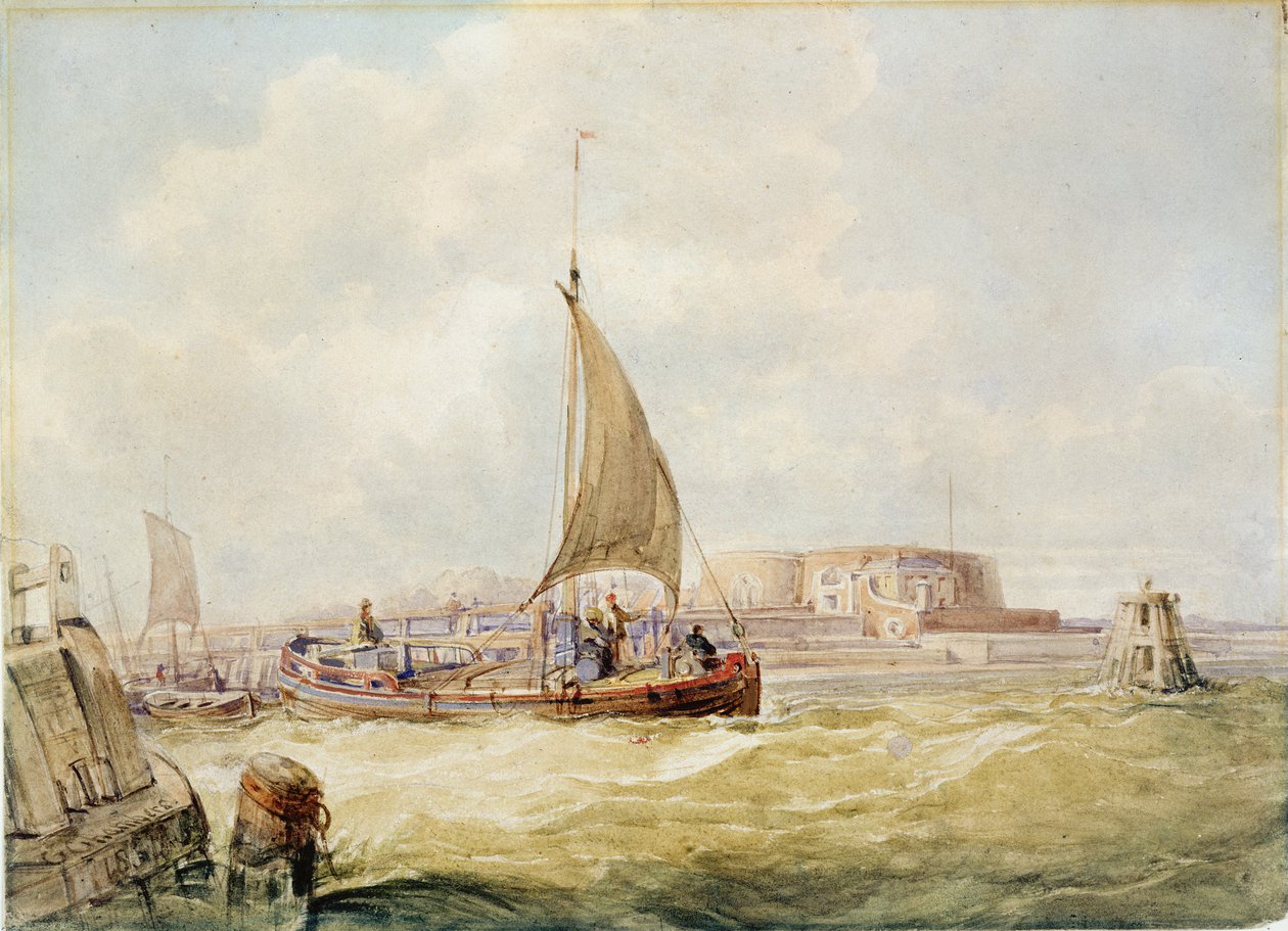 Starý přístav, Hull (tužka, sépie a akvarel na papíře) od George the Elder Chambers