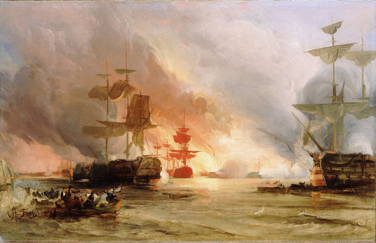 Bombardování Alžíru, 27. srpna 1816, cca 1836 (olejomalba) od George the Elder Chambers