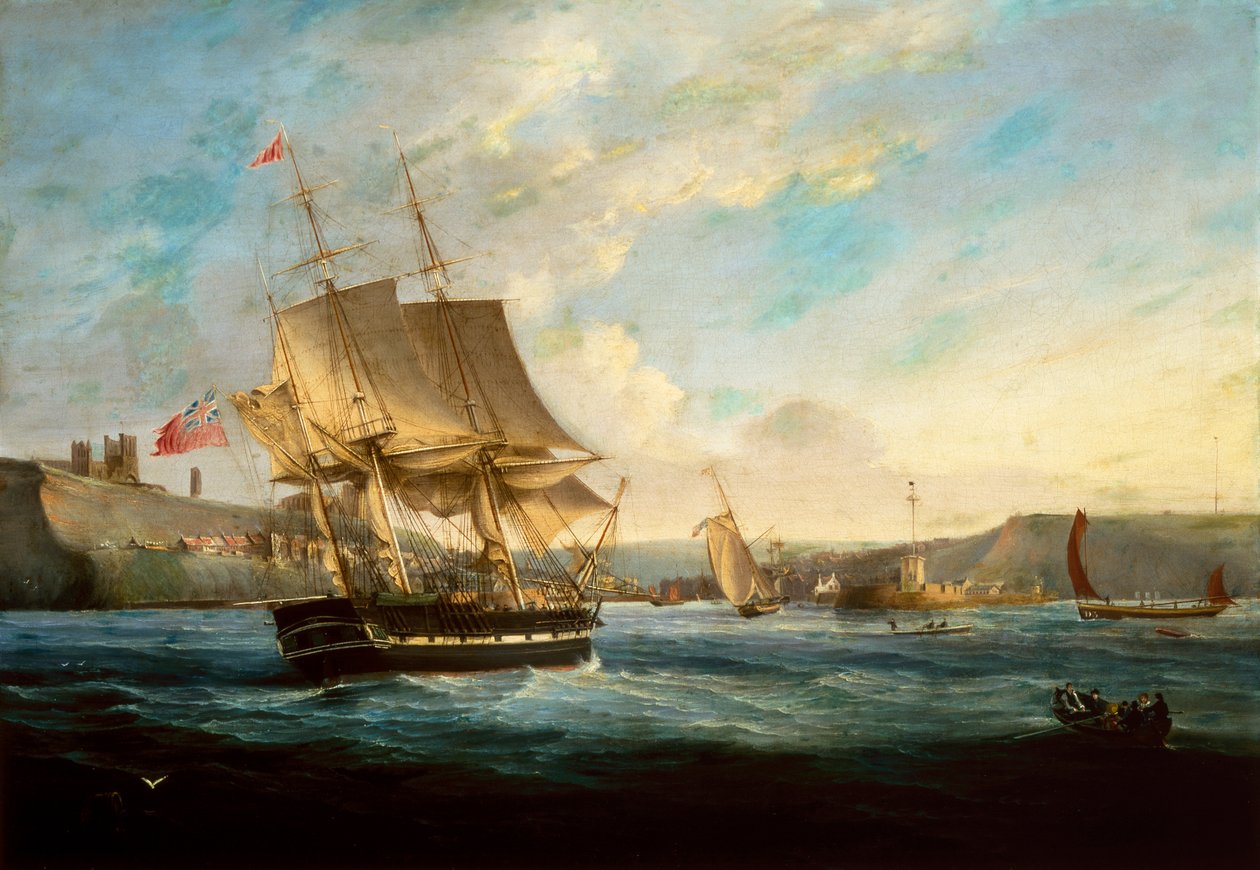 Whaler Phoenix vplouvající do Whitby Harbor (olej na plátně) od George the Elder Chambers