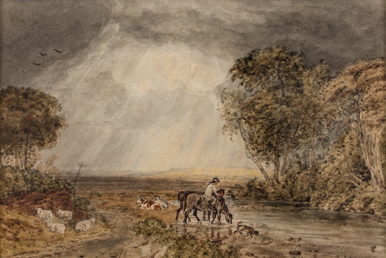 Krajina [Návrat domů], datum neznámé (akvarel na papíře) od George the Younger Barret