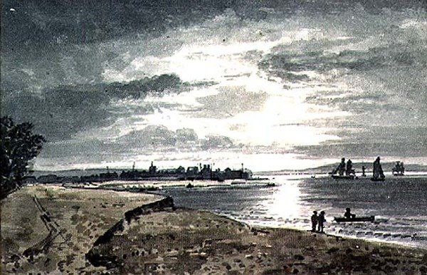 Pohled na řeku Adur s New Shoreham v dálce od George the Younger Barret