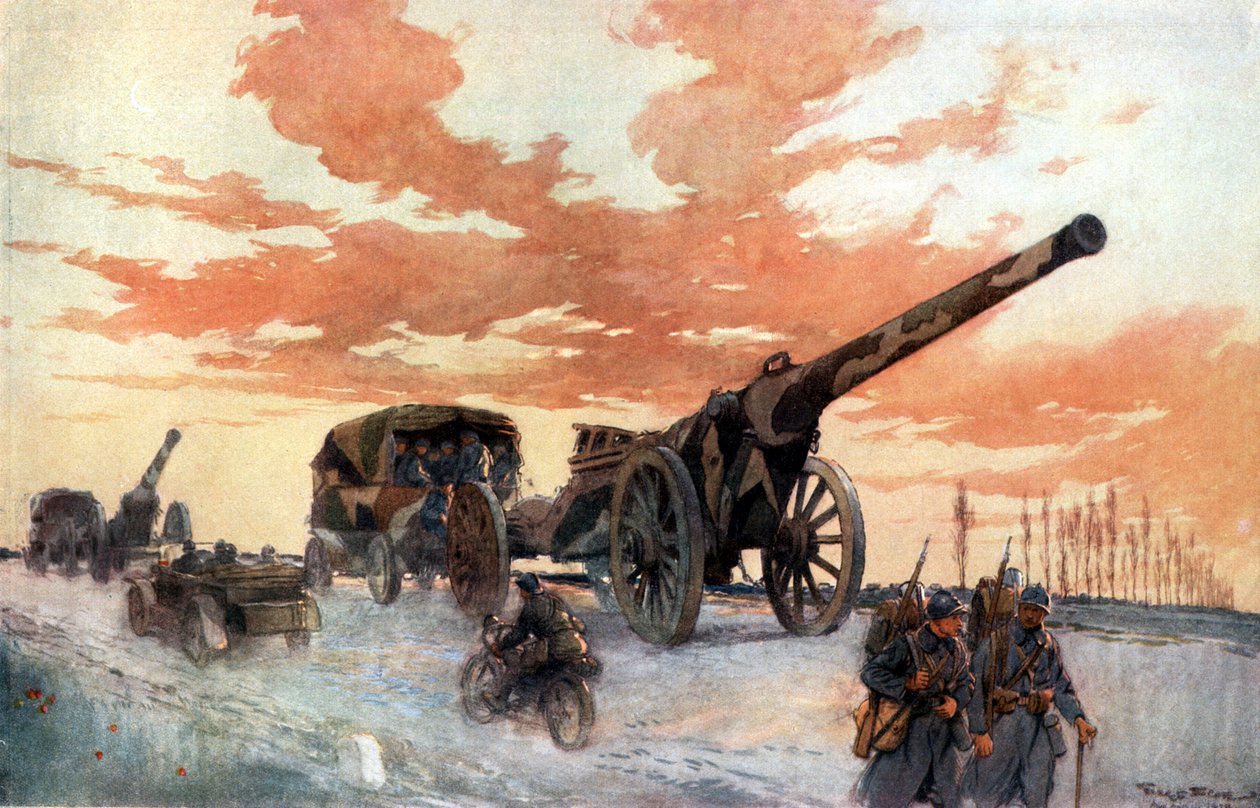 Konvoj motorizovaného dělostřelectva, 1918 od Georges Bertin Scott