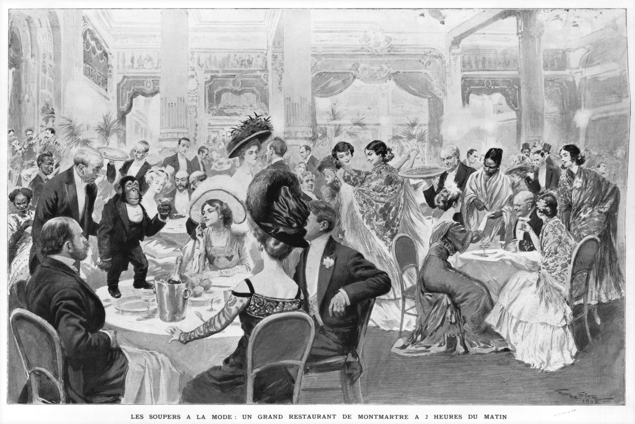 Módní večeře, dobrá restaurace na Montmartru ve dvě hodiny ráno, 1908 od Georges Bertin Scott