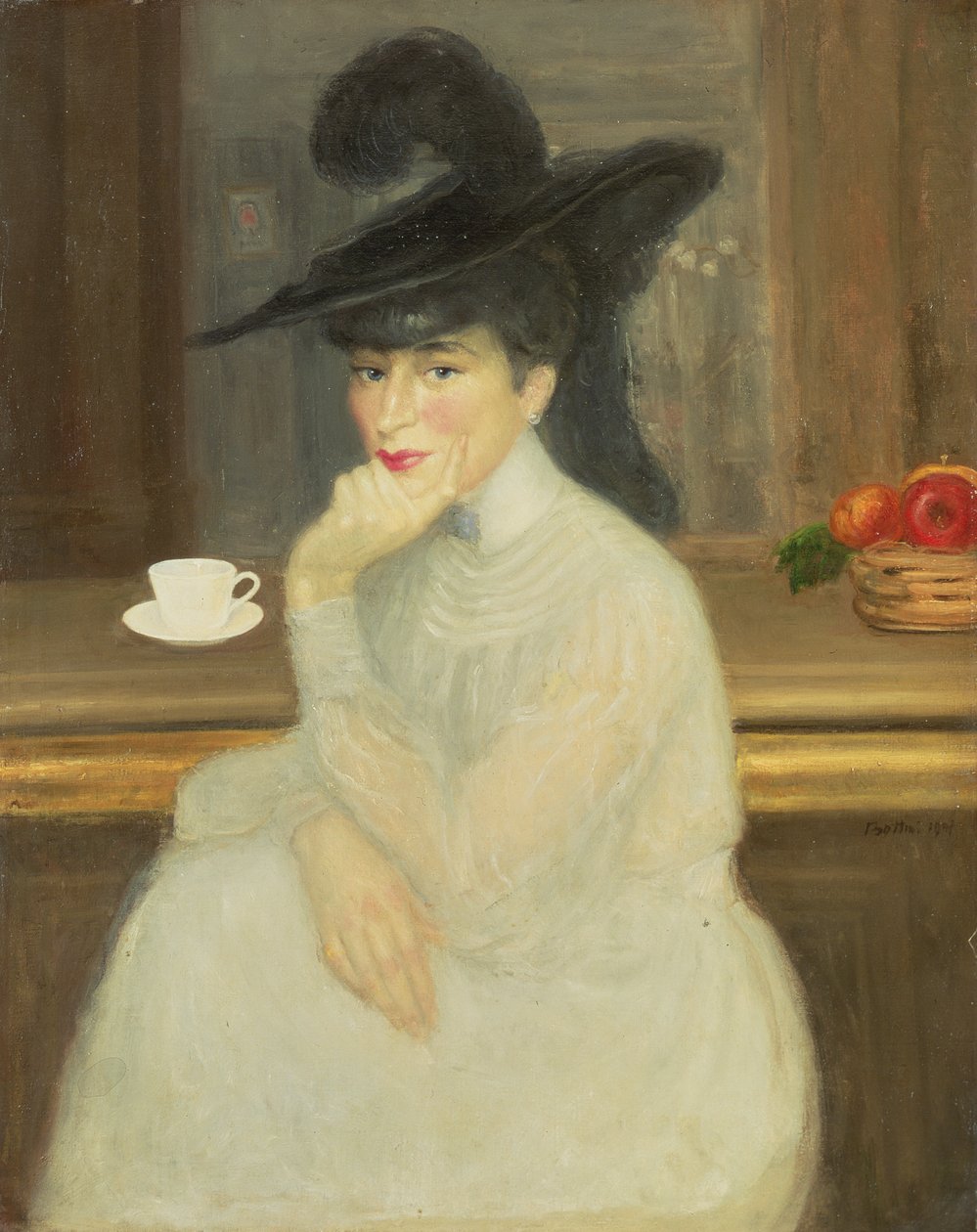 Čekání v baru: Portrét Sarah Bernhardt, 1907 od Georges Bottini