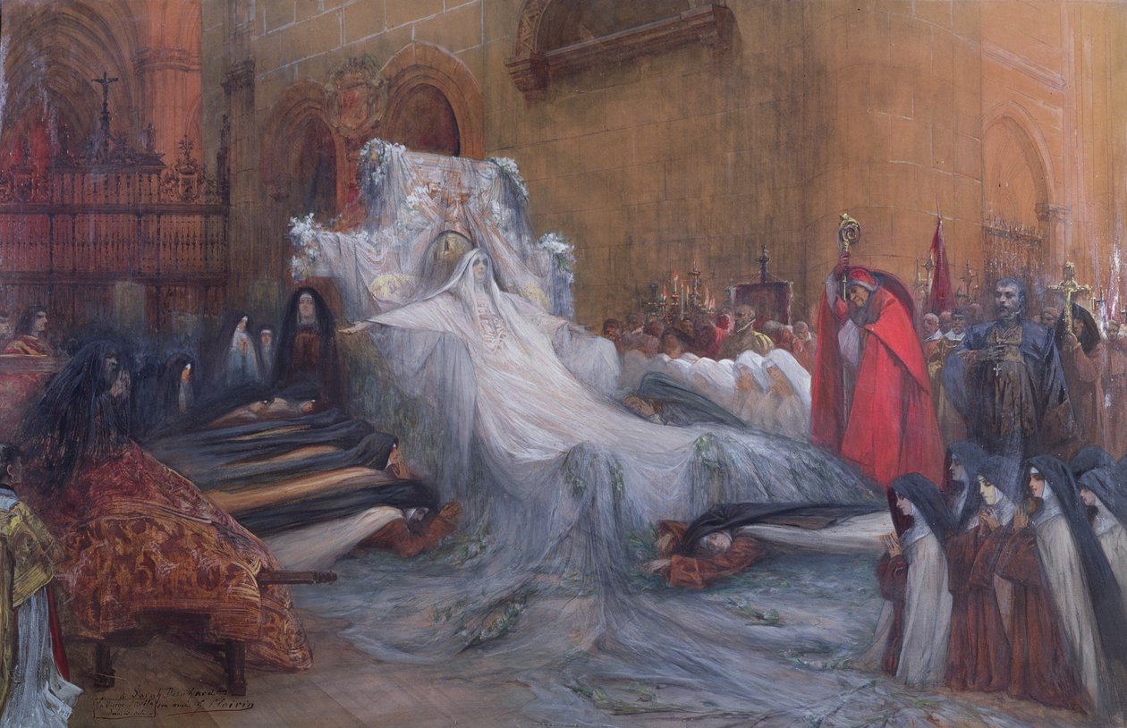 Sarah Bernhardt v titulní roli Svaté Terezy z Avily ve hře 