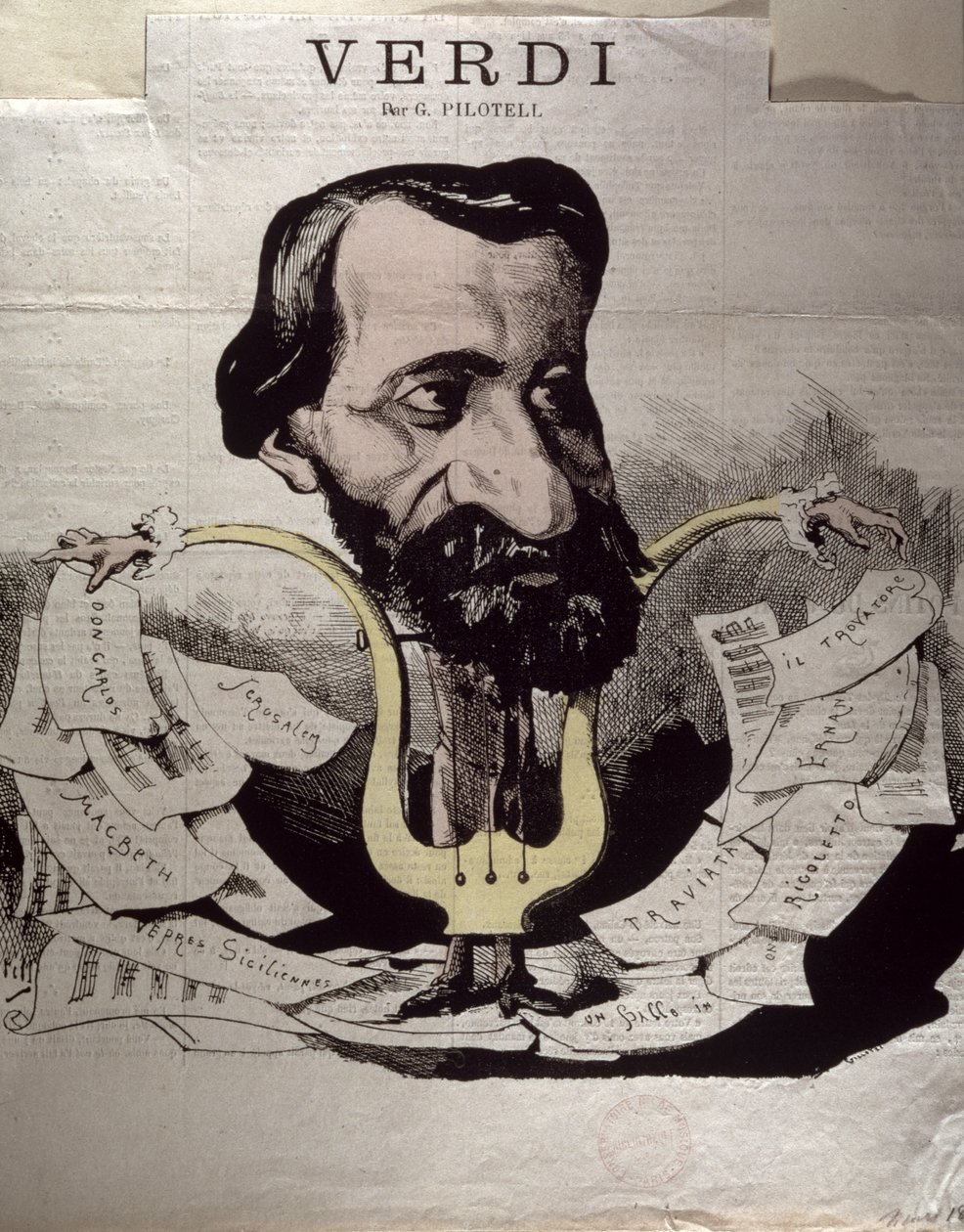 Giuseppe Verdi (1813-1901), karikatura, 1860 od Georges Labadie Pilotell