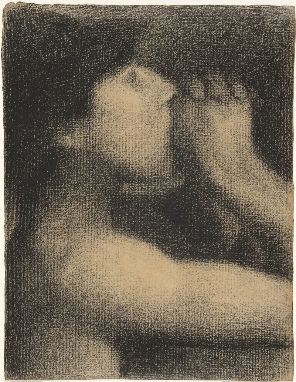 Echo, Studie k filmu "Koupající se v Asnieres", 1883-4 (conte crayon na papíře) od Georges Seurat