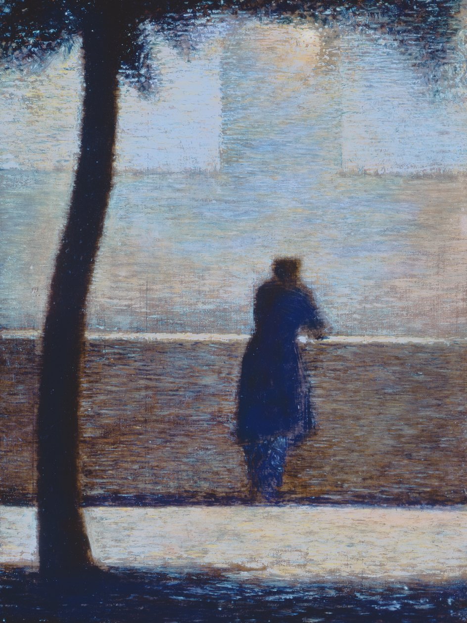 Muž se opíral o parapet (olej na kartonu) od Georges Seurat