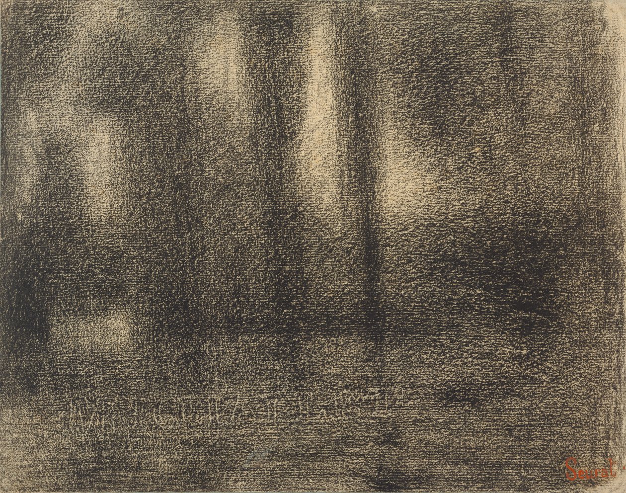 Topoly, kolem 1883-4 (pastelka na michalett papíře) od Georges Seurat