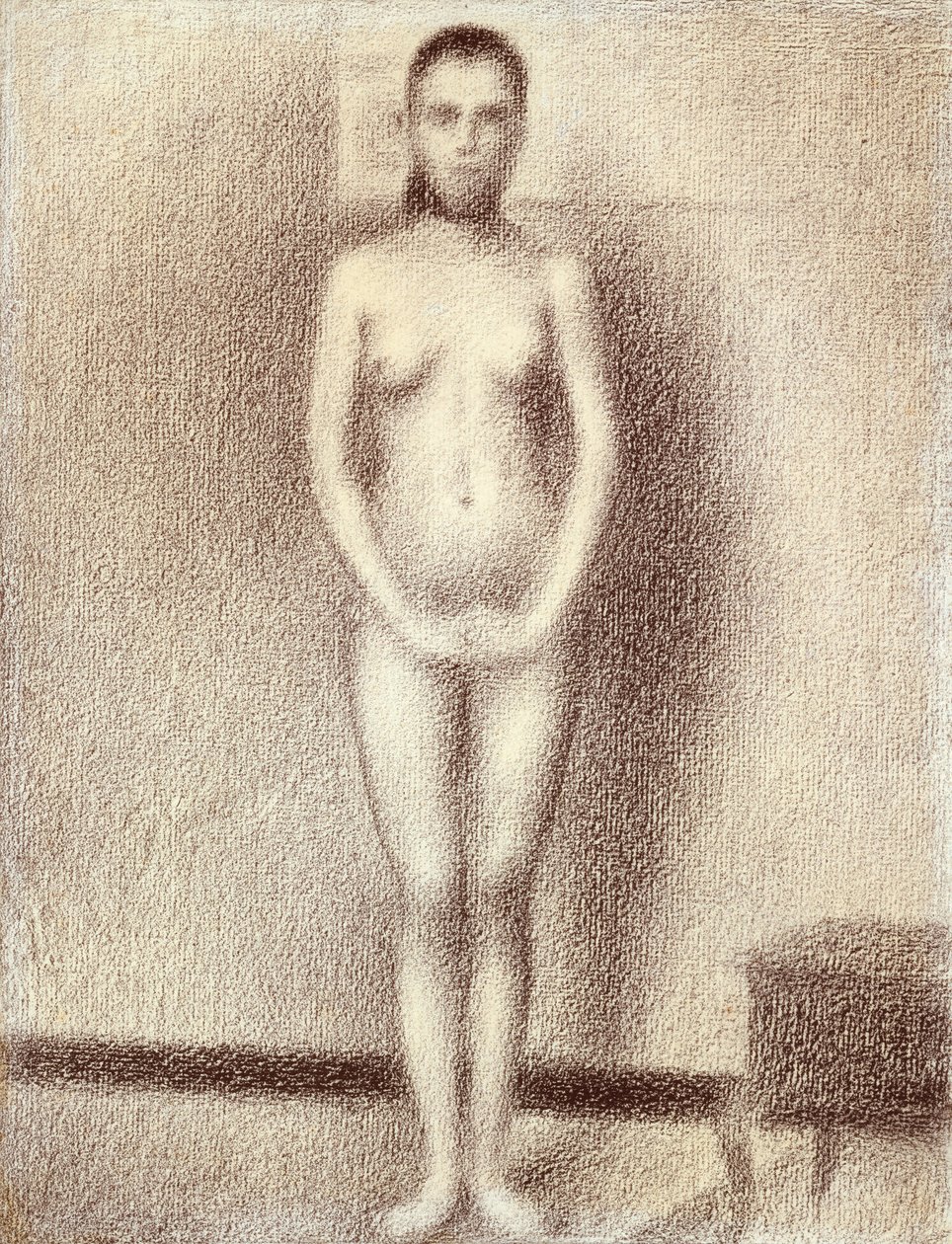 Studie pro Les Poseuses, 1886 (pastelka na položený papír) od Georges Seurat