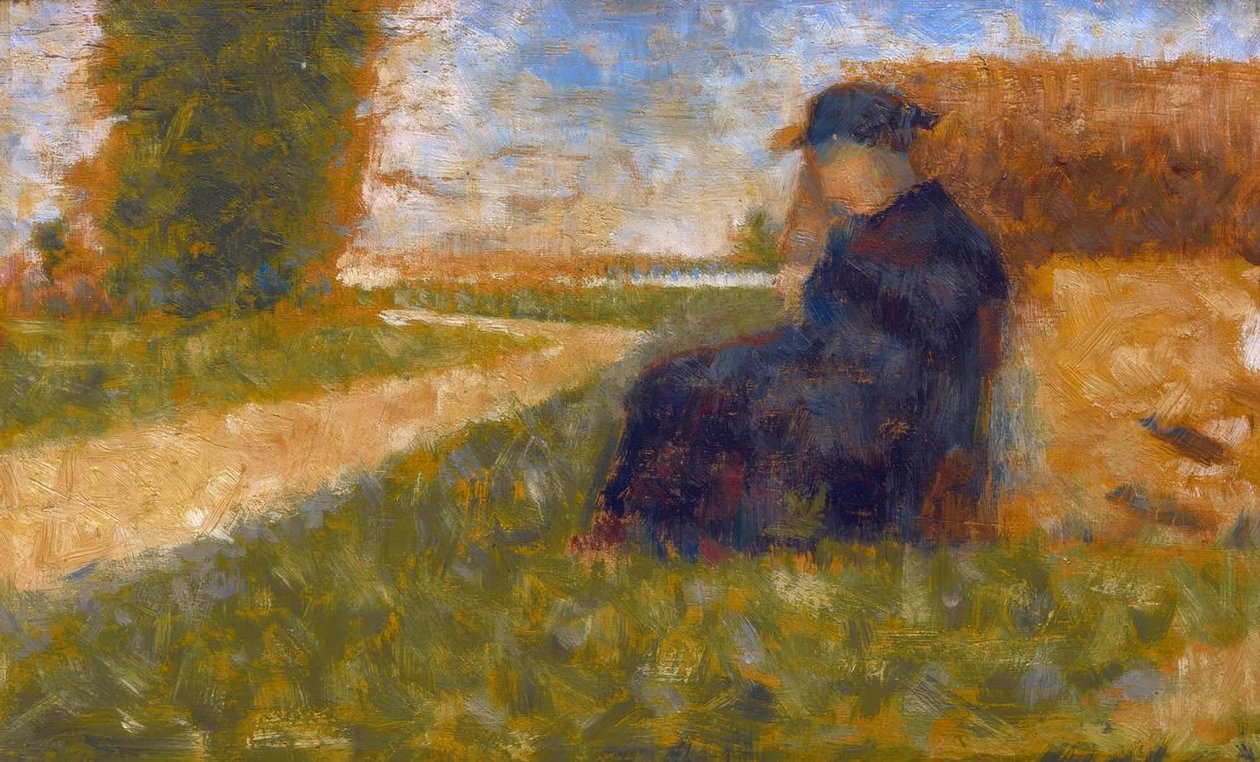 Mohutná postava v krajině v Barbizonu od Georges Seurat