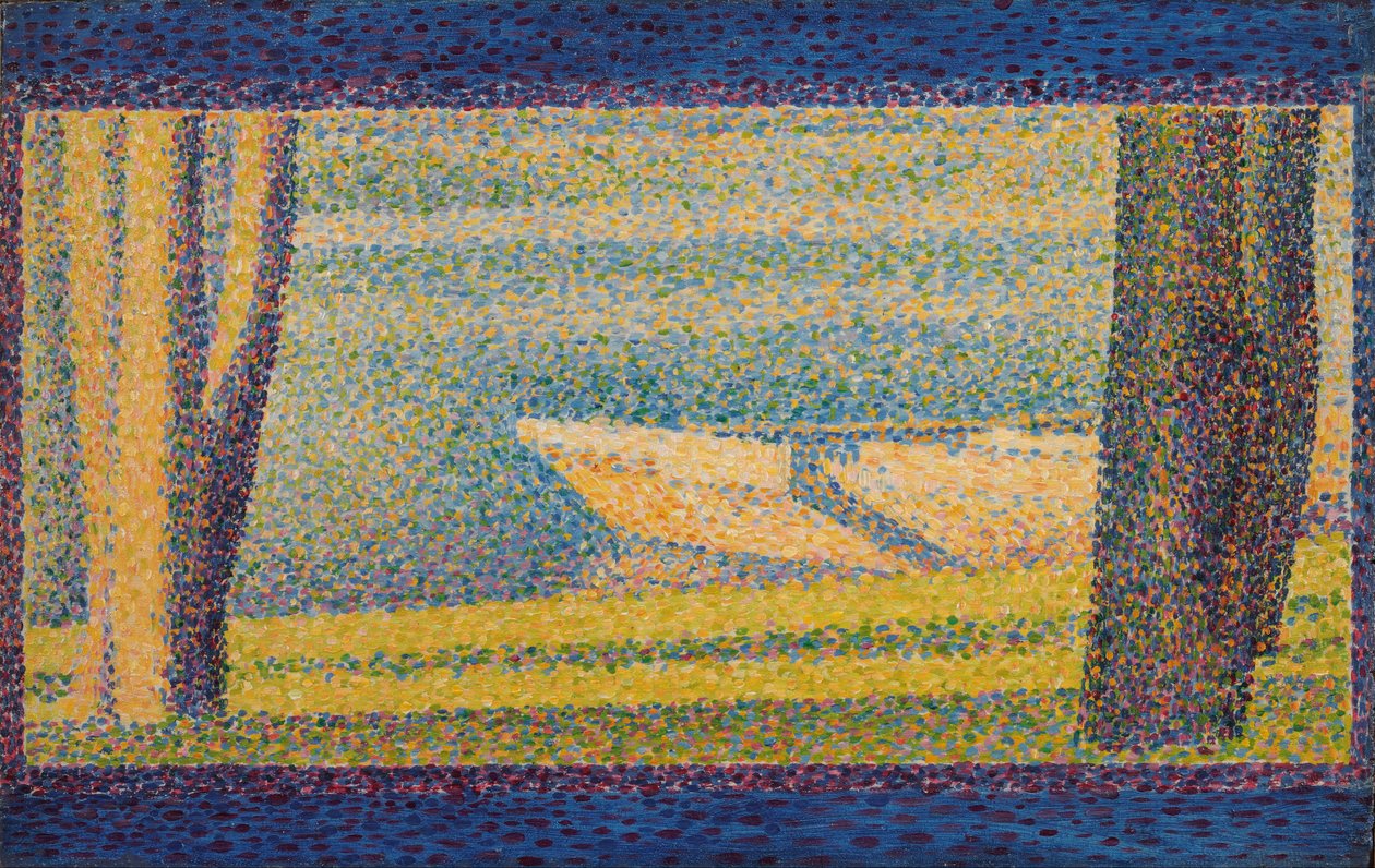 Kotvící lodě a stromy od Georges Seurat