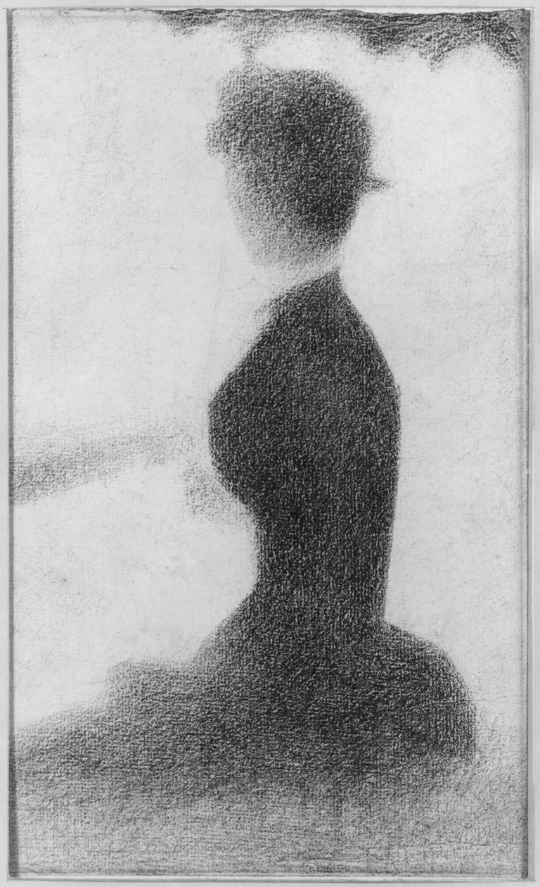 Studie na nedělní odpoledne na ostrově La Grande Jatte, 1884 (konte tužka na papíře) od Georges Seurat