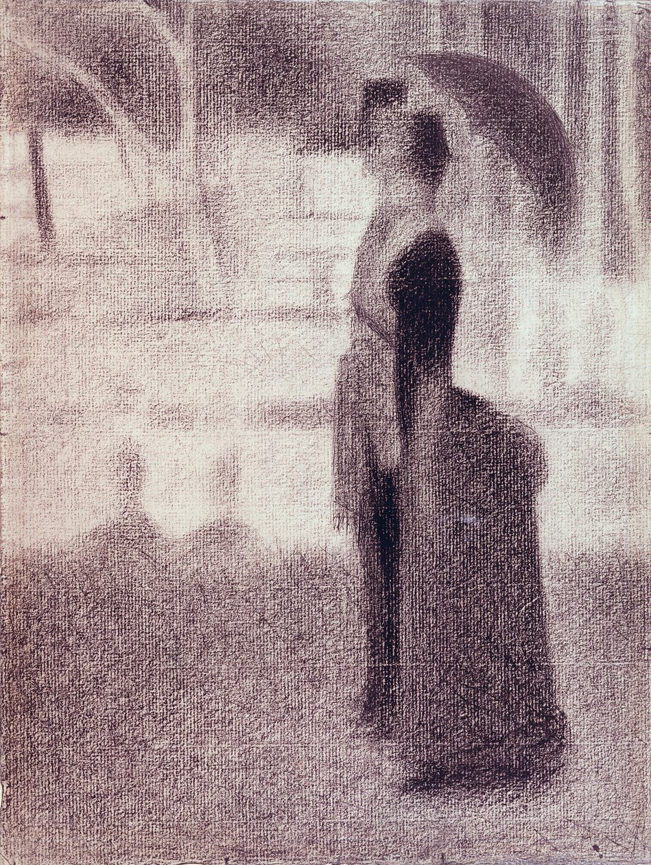 Studie na nedělní odpoledne na ostrově La Grande Jatte, kolem roku 1884 (pastelka na papíře) od Georges Seurat