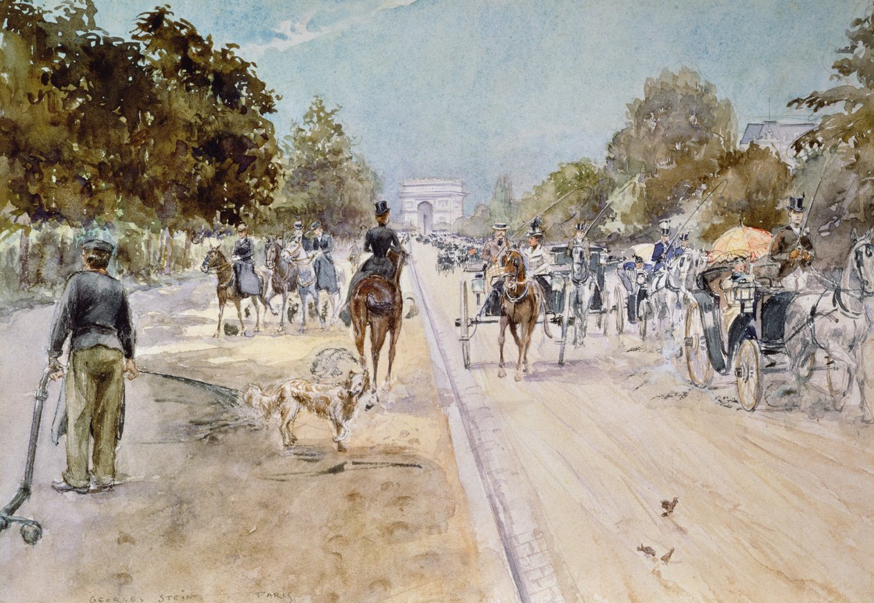 Kočáry na Champs Elysees od Georges Stein