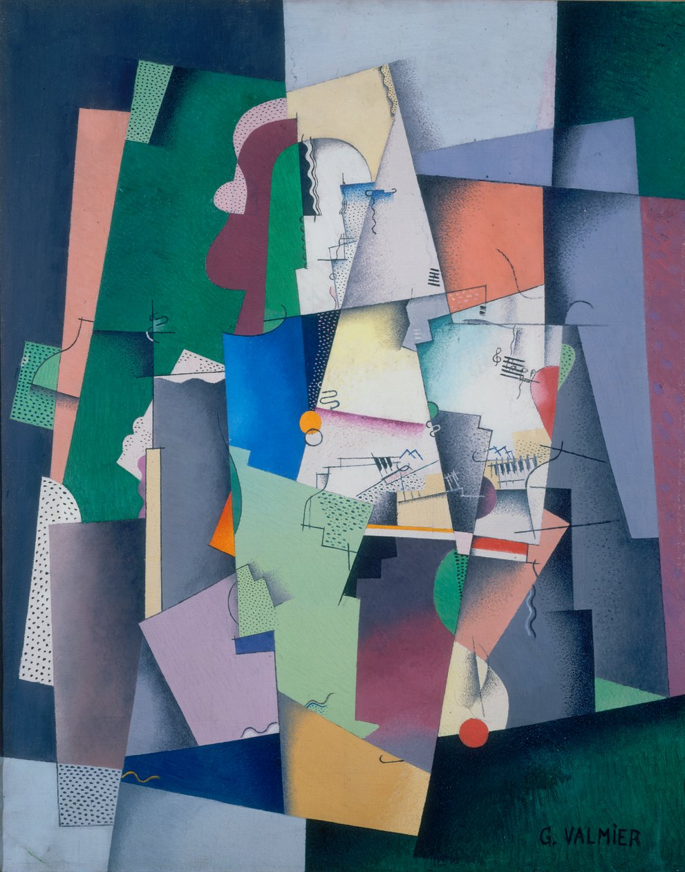 Složení, mladá žena u klavíru od Georges Valmier