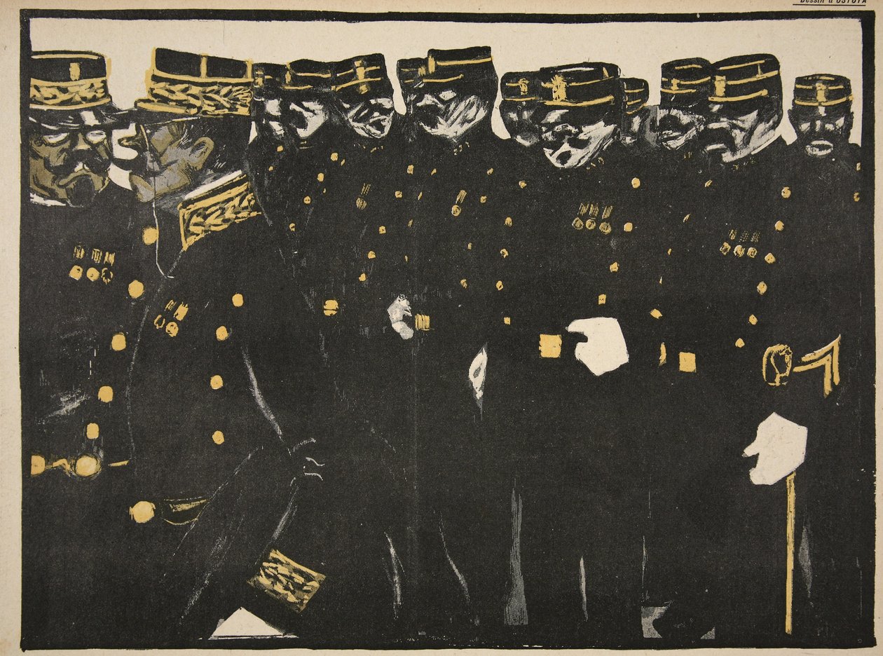 Inspekce řady policistů, ilustrace z knihy "L