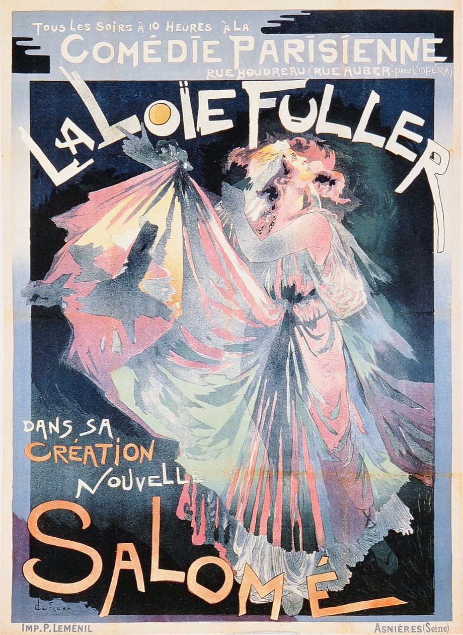 Plakát inzerující Loie Fuller jako „Salome“ v Comedie Parisienne od Georges de Feure